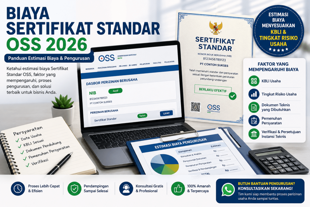 Biaya Sertifikat Standar OSS 2026 dan faktor yang mempengaruhi pengurusan