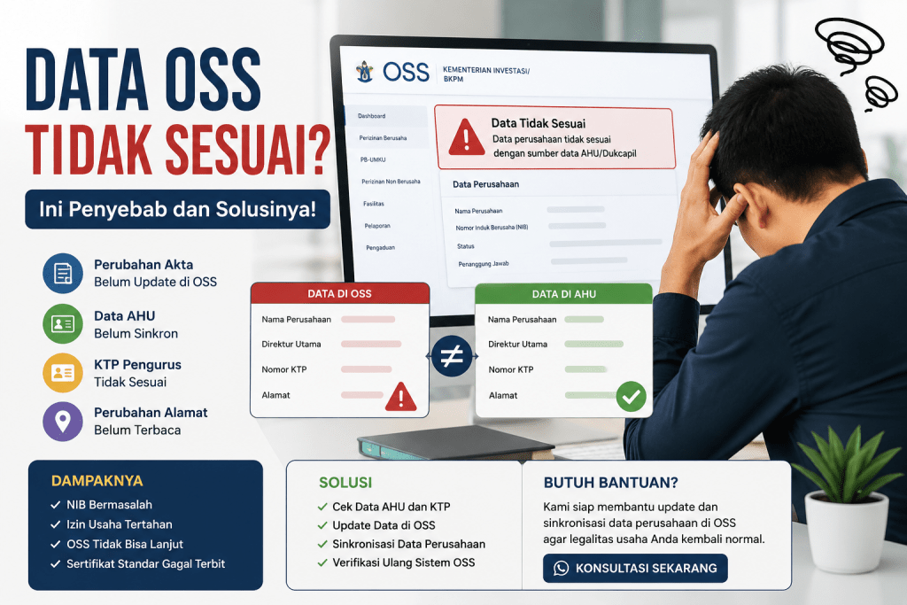 Data OSS tidak sesuai dengan AHU dan KTP perusahaan