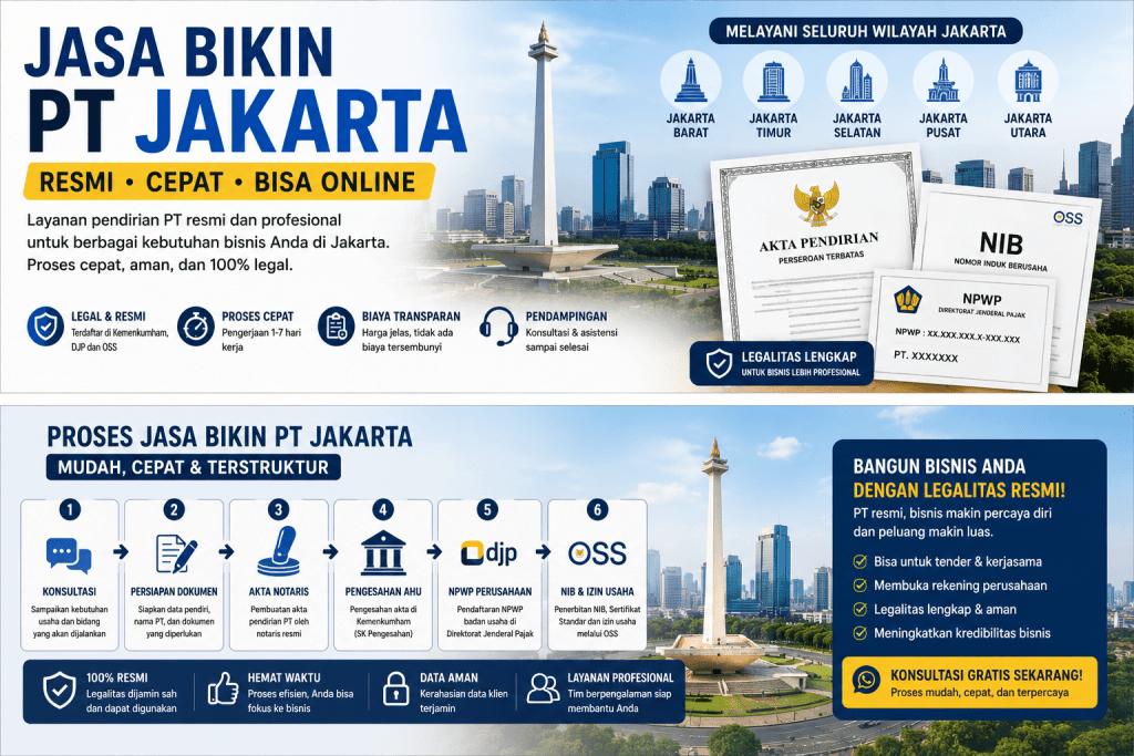 Jasa bikin PT Jakarta resmi cepat dan bisa online untuk berbagai kebutuhan legalitas usaha