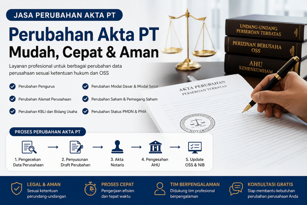 Jasa perubahan akta PT dan perubahan data perusahaan