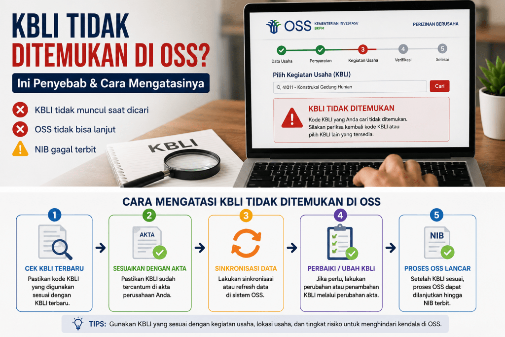 KBLI tidak ditemukan di OSS saat proses pembuatan NIB