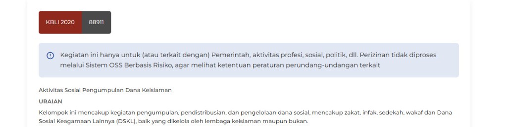 KBLI tidak sesuai kegiatan usaha pada sistem OSS RBA