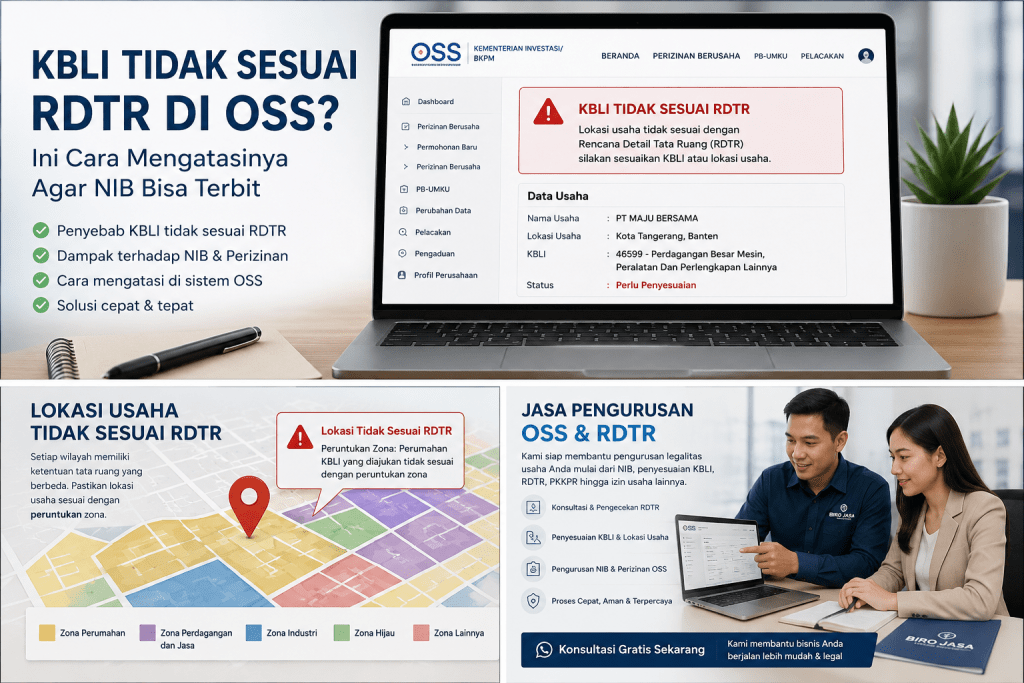 KBLI tidak sesuai RDTR di OSS saat pengajuan NIB