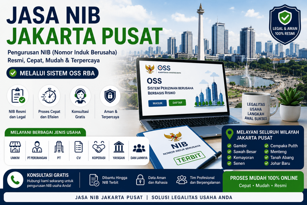Jasa NIB Jakarta Pusat untuk pengurusan Nomor Induk Berusaha OSS RBA