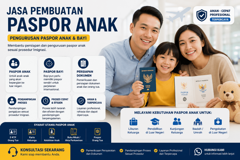 Jasa Pembuatan Paspor Anak dan Bayi untuk perjalanan ke luar negeri