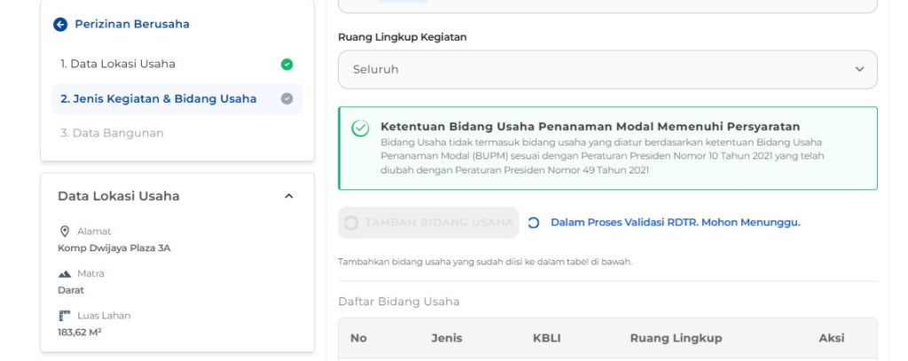 masih dalam prosese vlidasi rdtr